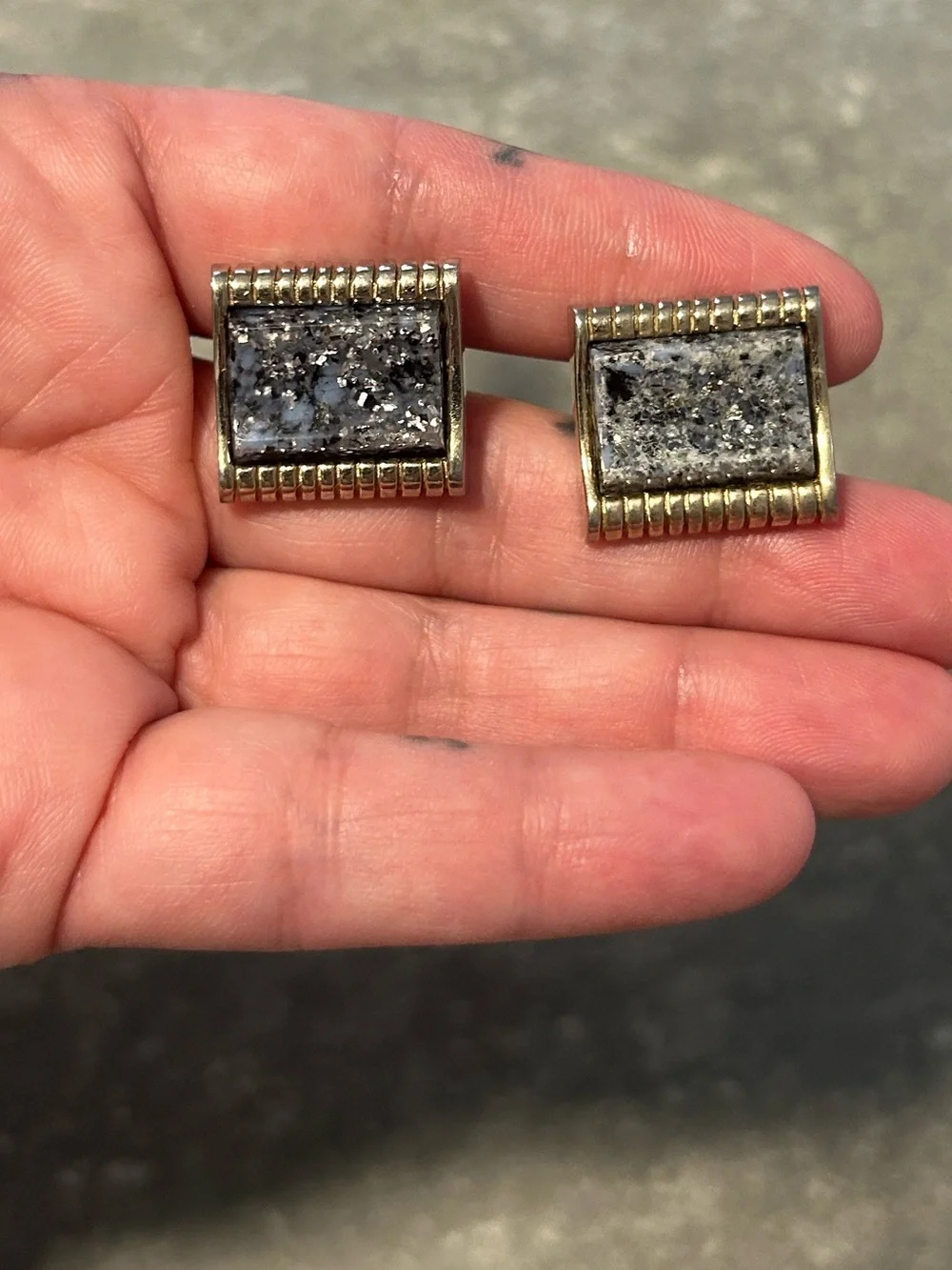 Vintage Lucite Speckled Cufflinks - Vintage 1950's